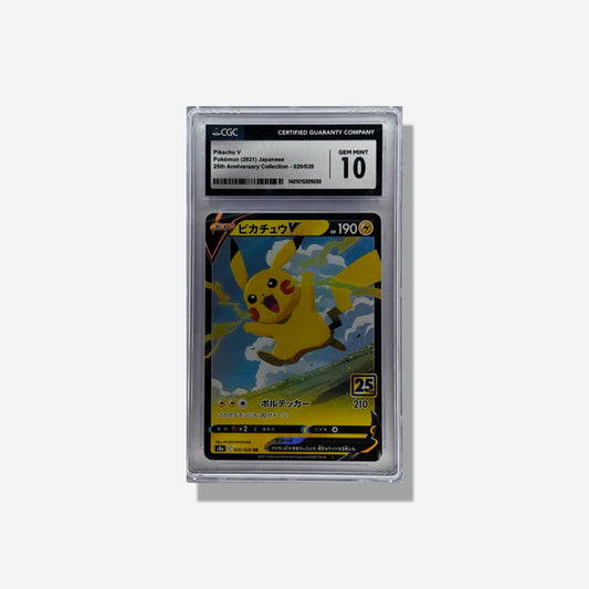 2021 PIKACHU V POKÉMON JAPANESE 25TH ANNIVERSARY COLLECTION 020/028 CGC 10