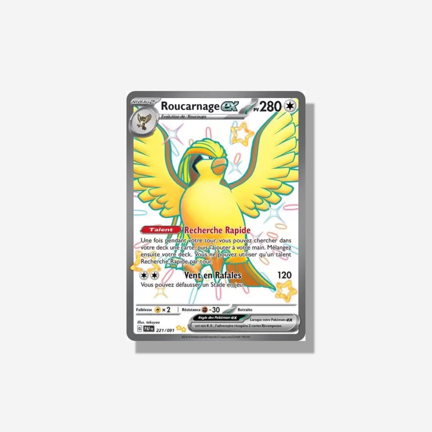 Carte Pokémon Roucarnage Ex 221/091 Full Art Shiny (Near Mint)